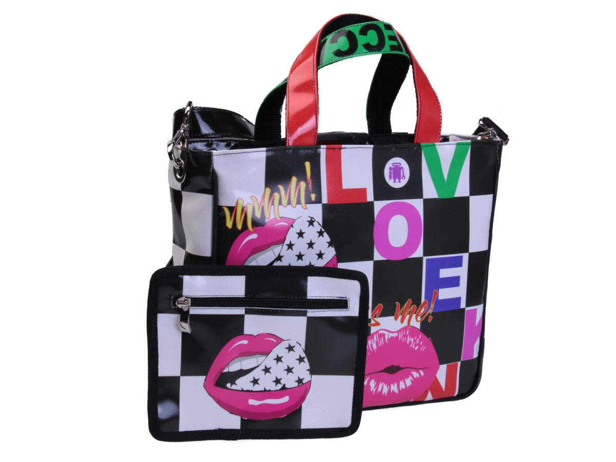 TOTE BAG POP STIJL. MODEL GLAM GEMAAKT VAN VRACHTWAGENZEIL.