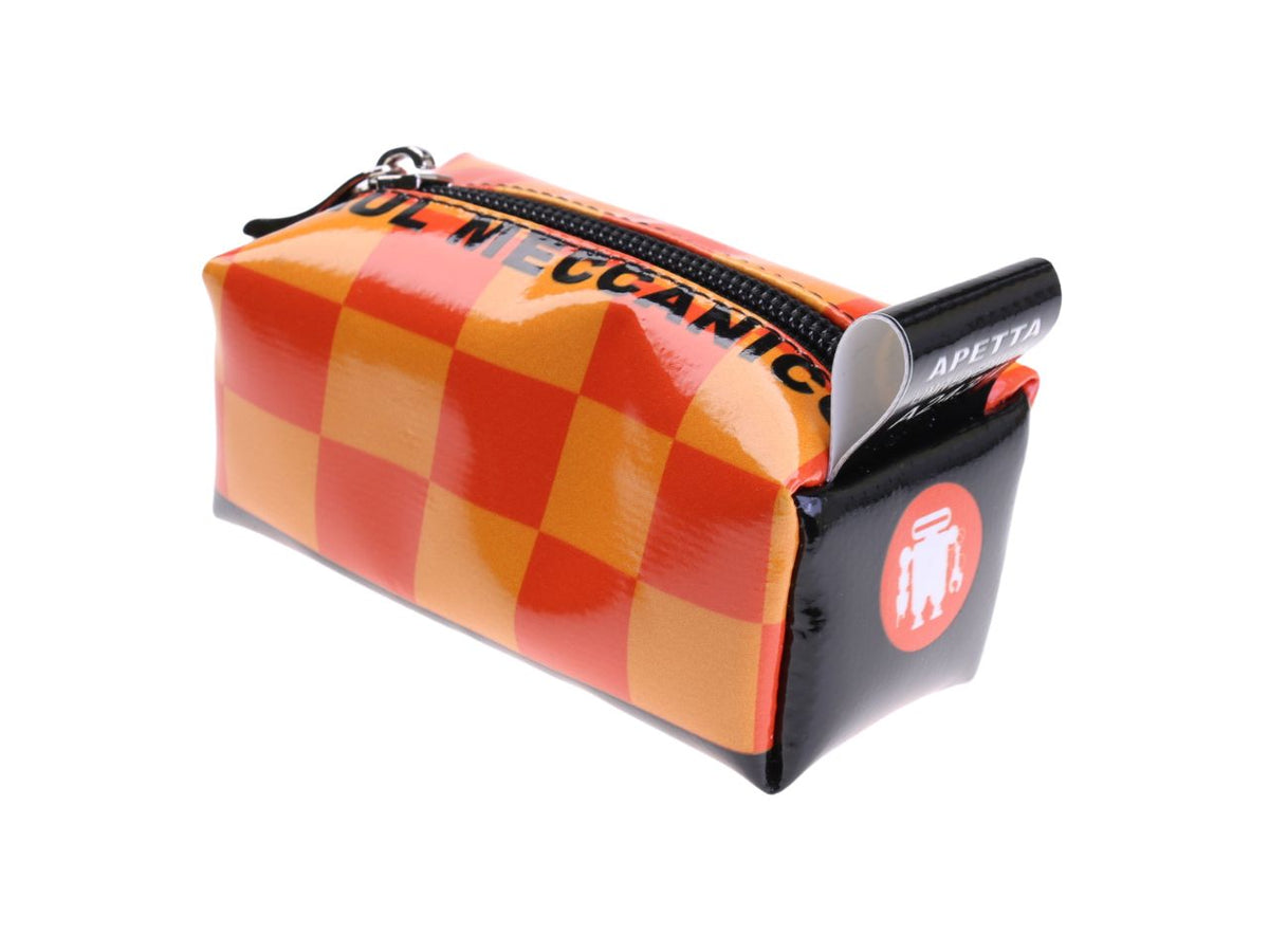 ...PENCIL CASE DESIGN KEYCHAIN ORANGE AND RED COLOURS WITH CHESS FANTASY MADE OF LORRY TARPAULIN.