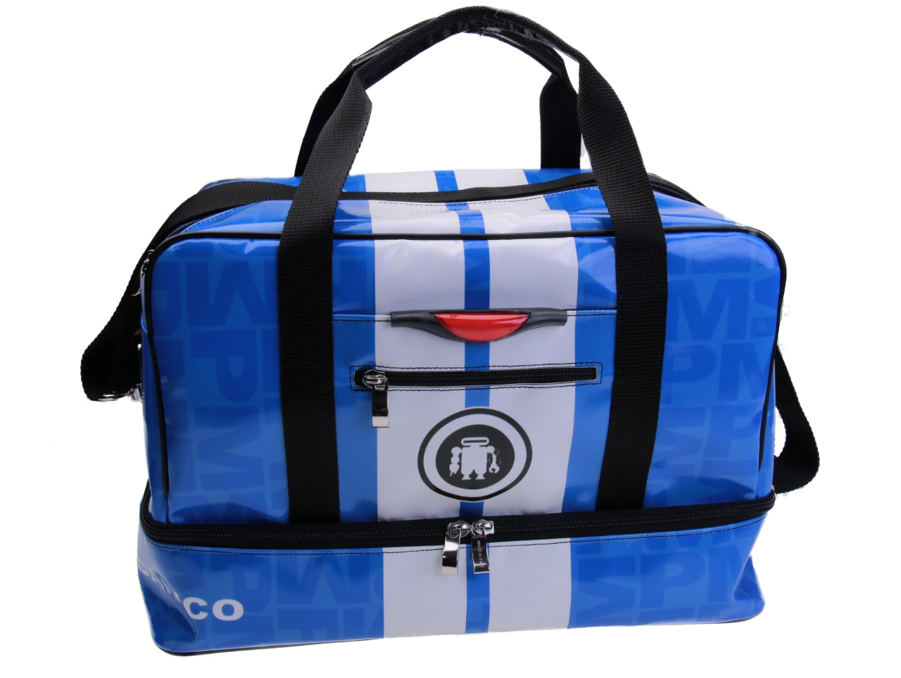 Beschietingen portemonnee het doel Light blue and white hand luggage bag 40 x 20 x 25 cm. model fly-me made of  lorry tar - Paul Meccanico