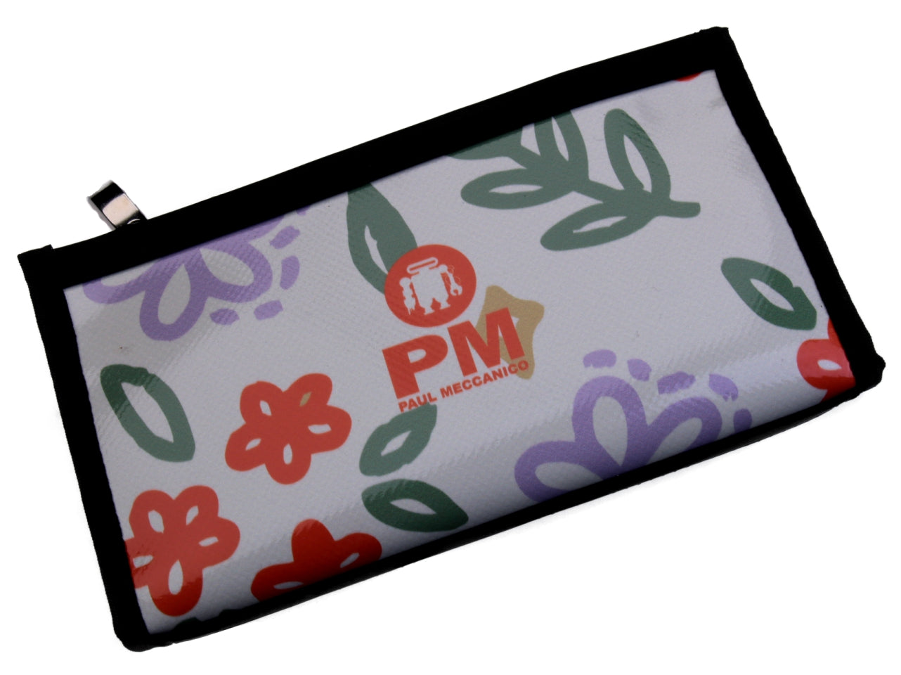 BEIGE LARGE WOMEN'S WALLET WITH FLORAL FANTASY. MODEL PIT MADE OF LORRY TARPAULIN. - Limited Edition Paul Meccanico