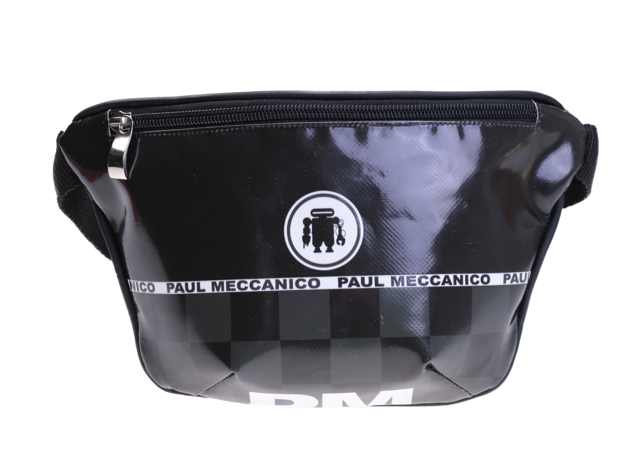 BLACK WAIST BAG. MODEL FLEX MADE OF LORRY TARPAULIN. - Limited Edition Paul Meccanico