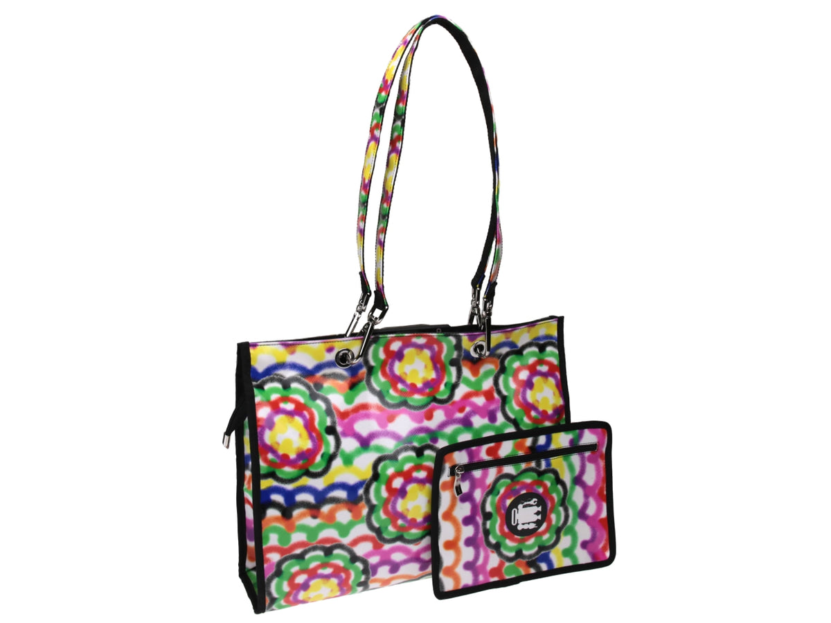 SHOPPER BAG MULTICOLOR SPRAY EFFECT. MODEL PEPE MADE OF LORRY TARPAULIN. - Unique Pieces Paul Meccanico