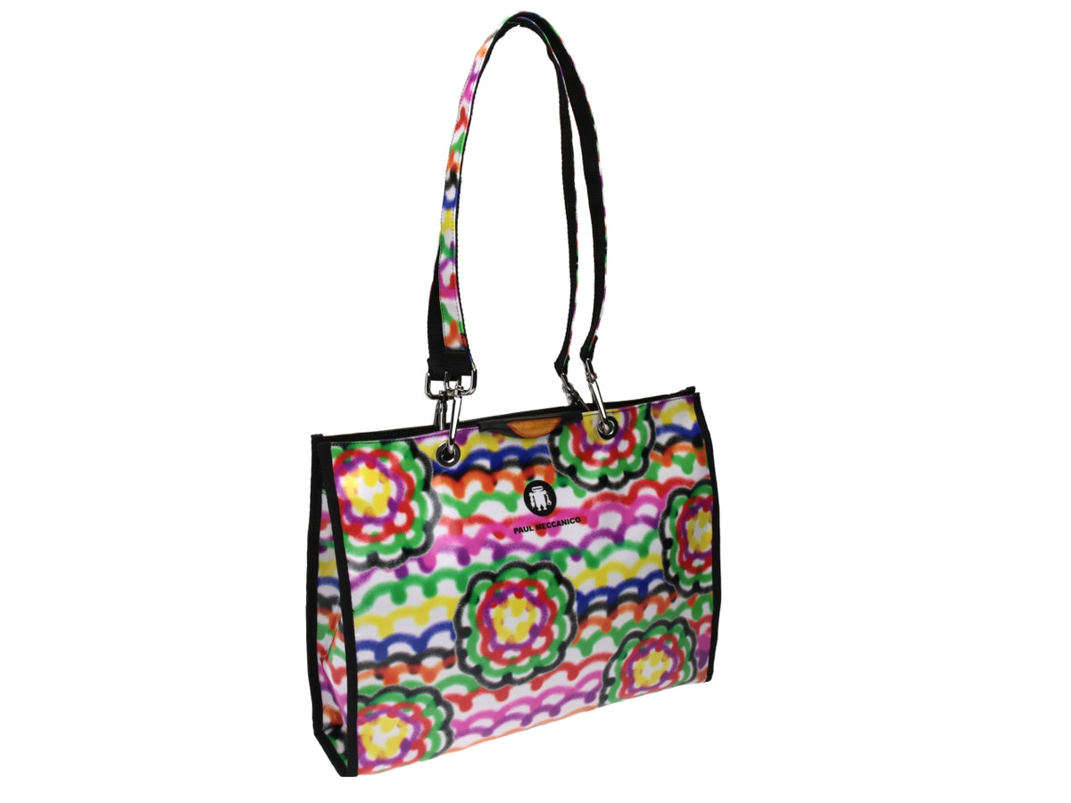 SHOPPER BAG MULTICOLOR SPRAY EFFECT. MODEL PEPE MADE OF LORRY TARPAULIN. - Unique Pieces Paul Meccanico