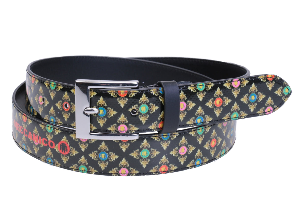 BLACK WOMEN&#39;S BELT WITH LIBERTY FANTASY MADE OF LORRY TARPAULIN. - Unique Pieces Paul Meccanico