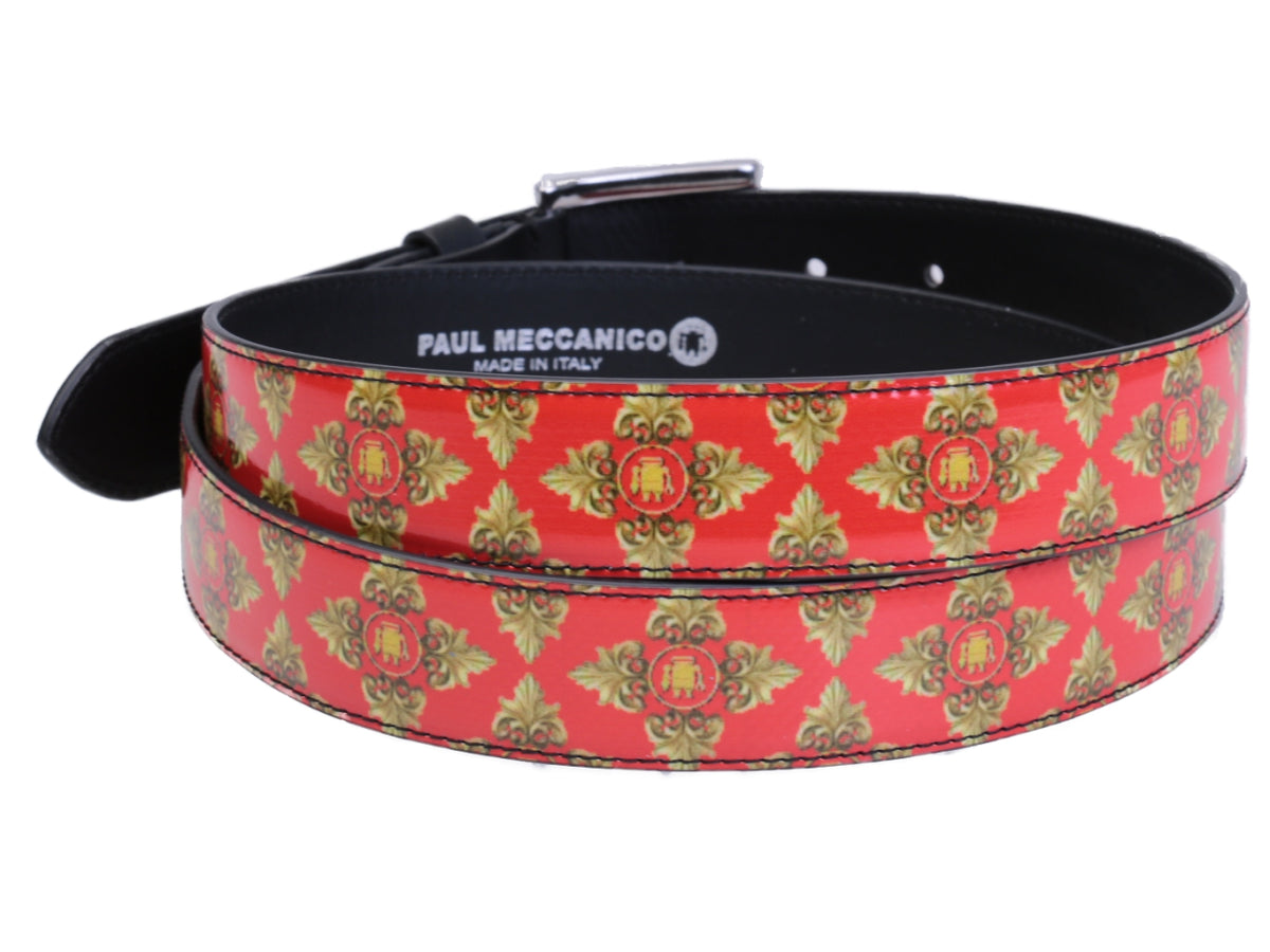RED WOMEN&#39;S BELT WITH LIBERTY FANTASY MADE OF LORRY TARPAULIN. - Unique Pieces Paul Meccanico