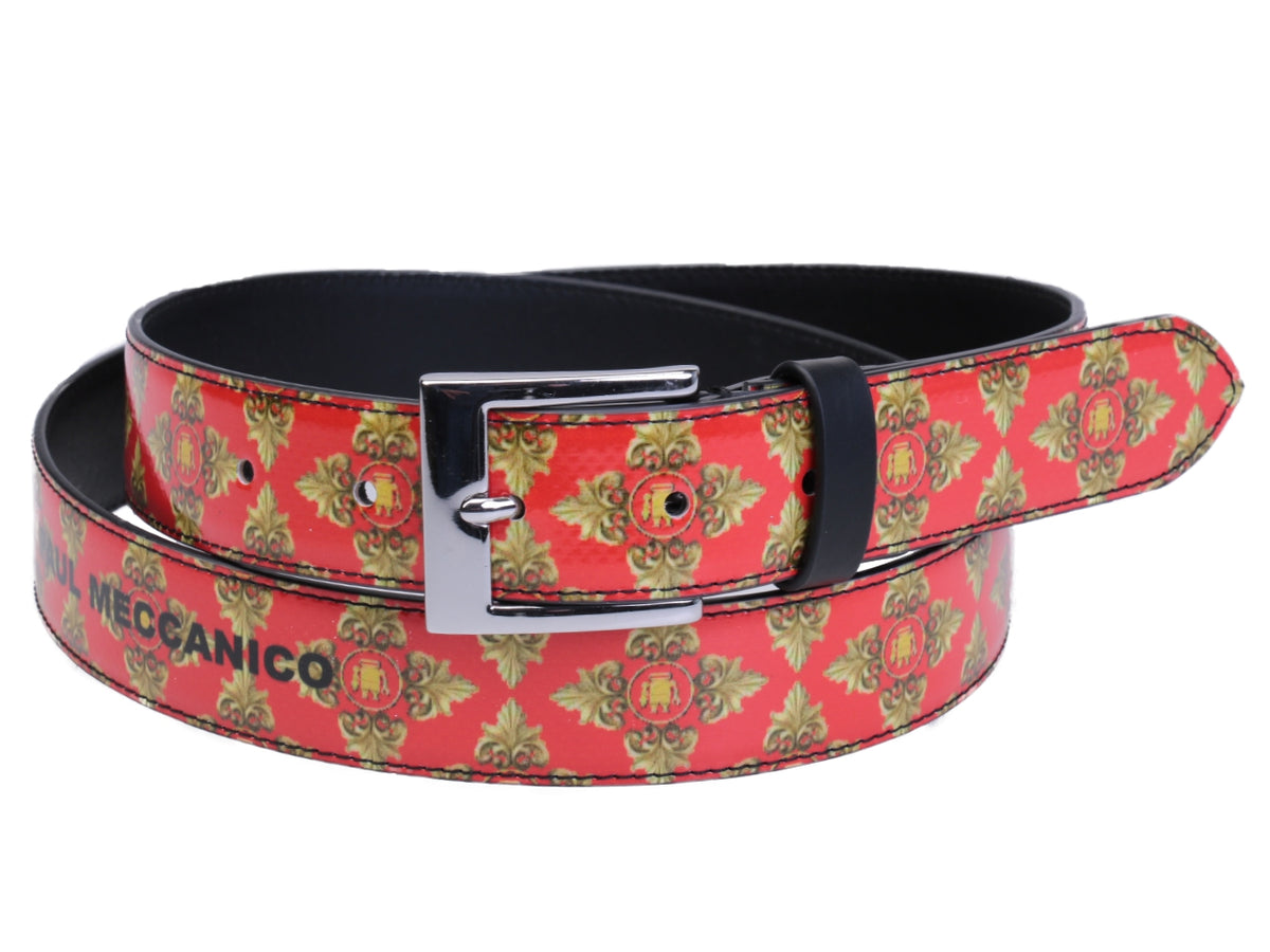 RED WOMEN&#39;S BELT WITH LIBERTY FANTASY MADE OF LORRY TARPAULIN. - Unique Pieces Paul Meccanico