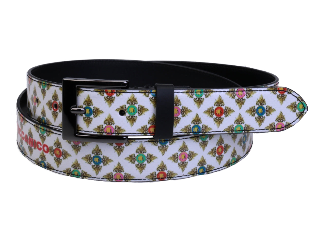 WHITE WOMEN'S BELT WITH LIBERTY FANTASY MADE OF LORRY TARPAULIN. - Unique Pieces Paul Meccanico