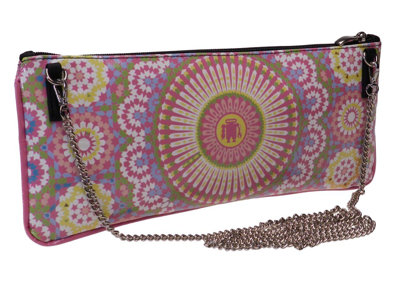 CLUTCH BAG FUCHSIA WITH MAJOLICA FANTASY. MODEL RIBELLA MADE OF LORRY TARPAULIN. - Unique Pieces Paul Meccanico
