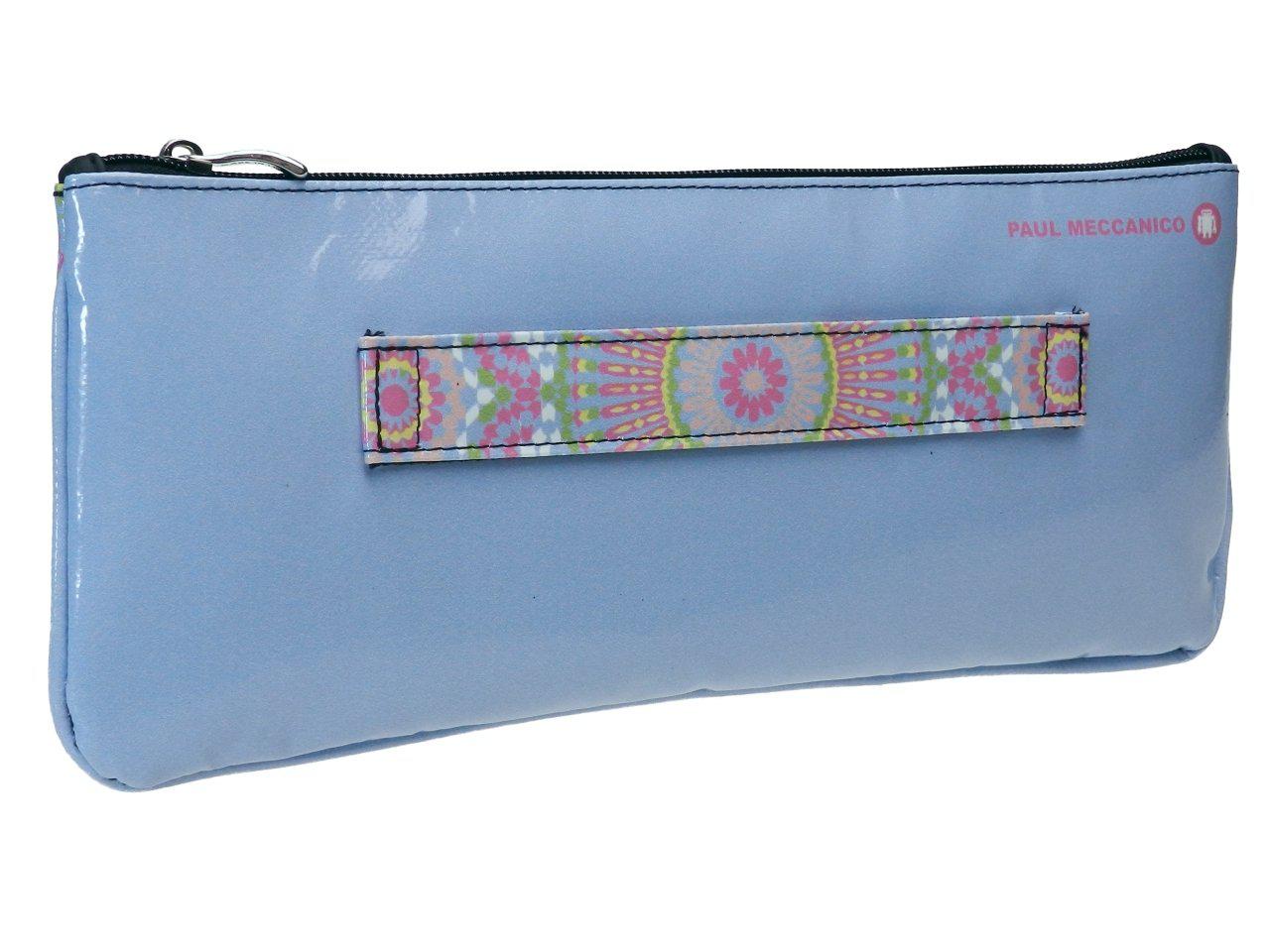 CLUTCH BAG BABY BLUE WITH MAJOLICA FANTASY. MODEL RIBELLA MADE OF LORRY TARPAULIN. - Unique Pieces Paul Meccanico