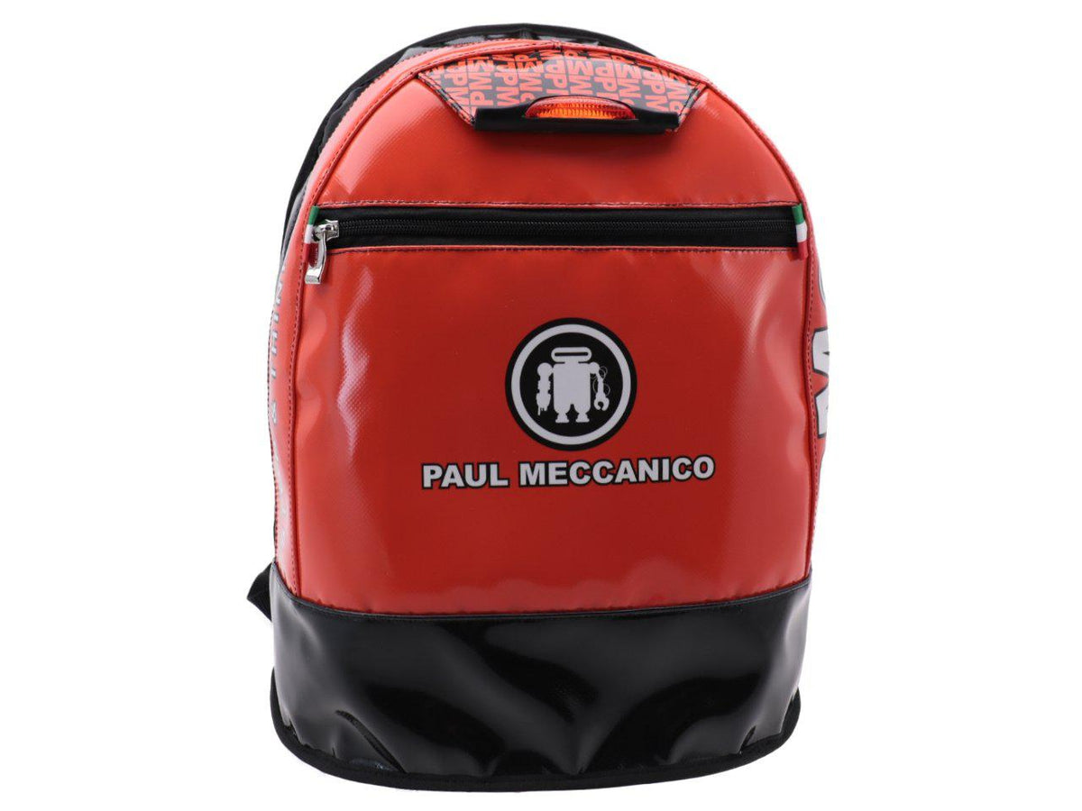 ORANGE AND BLACK BACKPACK PAUL MECCANICO. MODEL SUPER MADE OF LORRY TARPAULIN. - Limited Edition Paul Meccanico