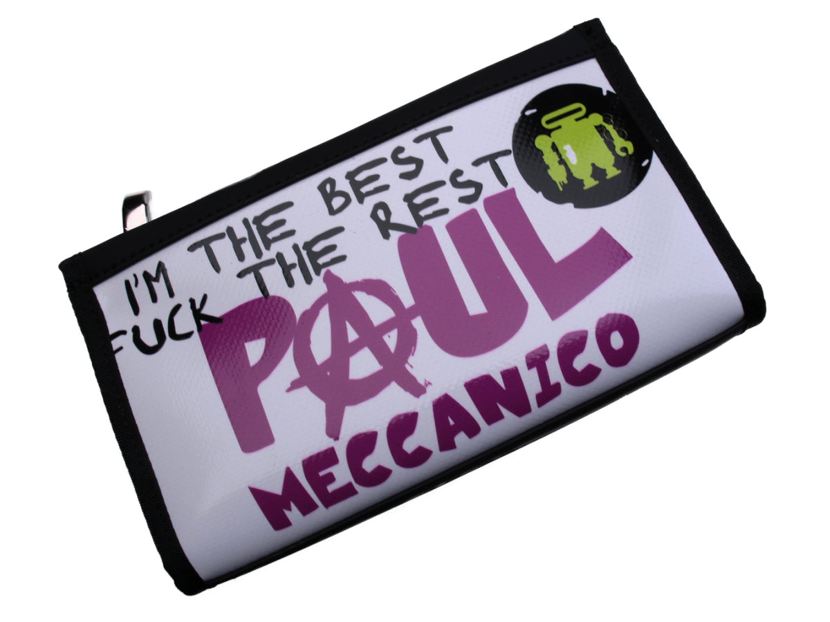 LARGE WHITE WOMEN&#39;S WALLET &quot;PUNK&quot;. MODEL PIT MADE OF LORRY TARPAULIN. - Limited Edition Paul Meccanico
