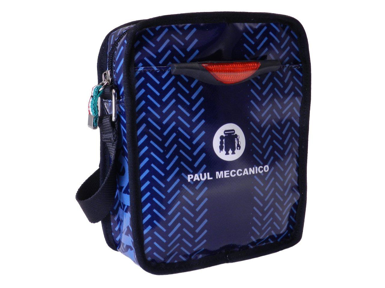 SHOULDER BAG BLUE COLOUR GEOMETRIC FANTASY. STRATOS MODEL MADE OF LORRY TARPAULIN. - Limited Edition Paul Meccanico