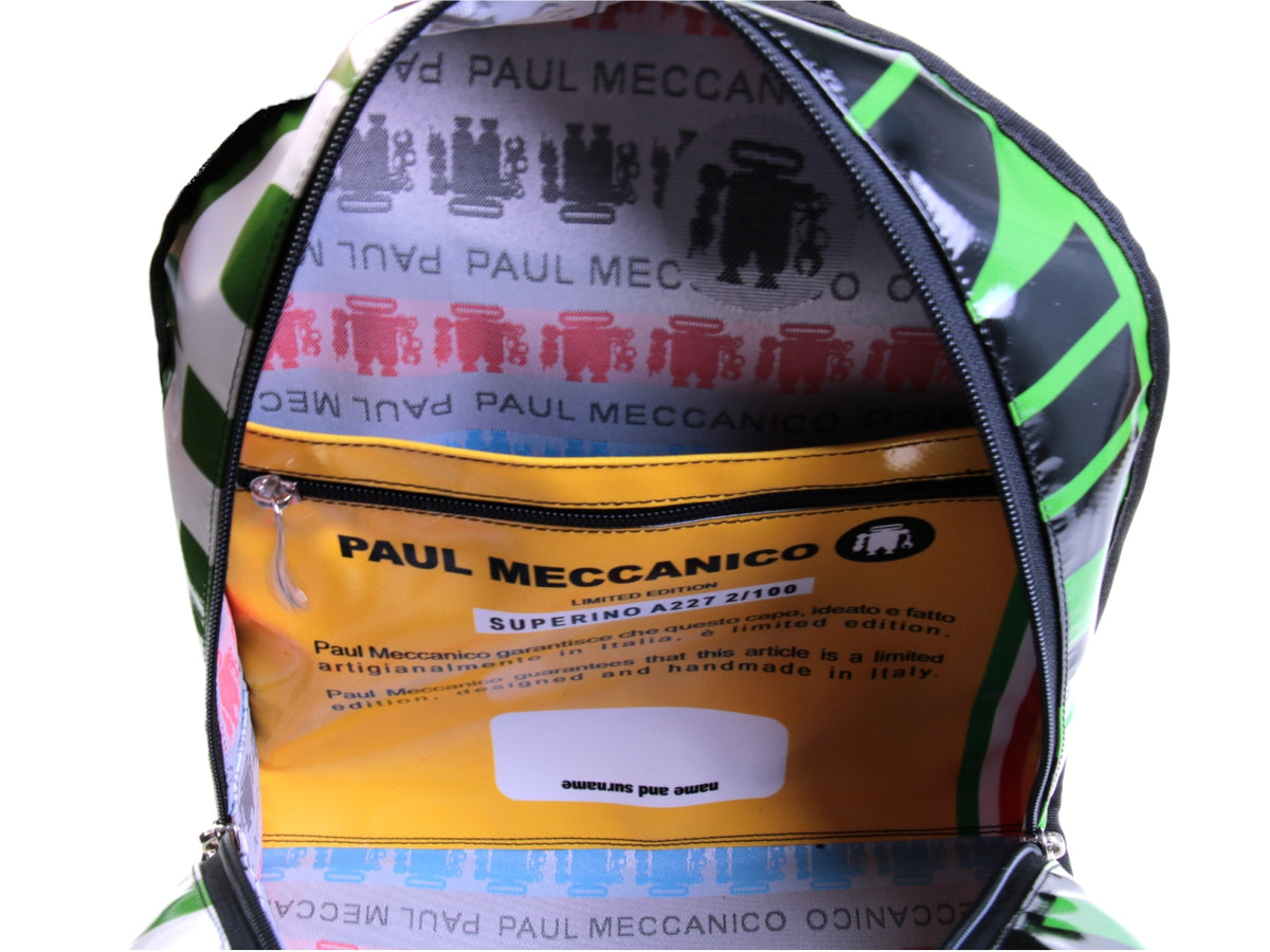 WHITE BACKPACK MODEL SUPERINO MADE OF LORRY TARPAULIN. - Limited Edition Paul Meccanico
