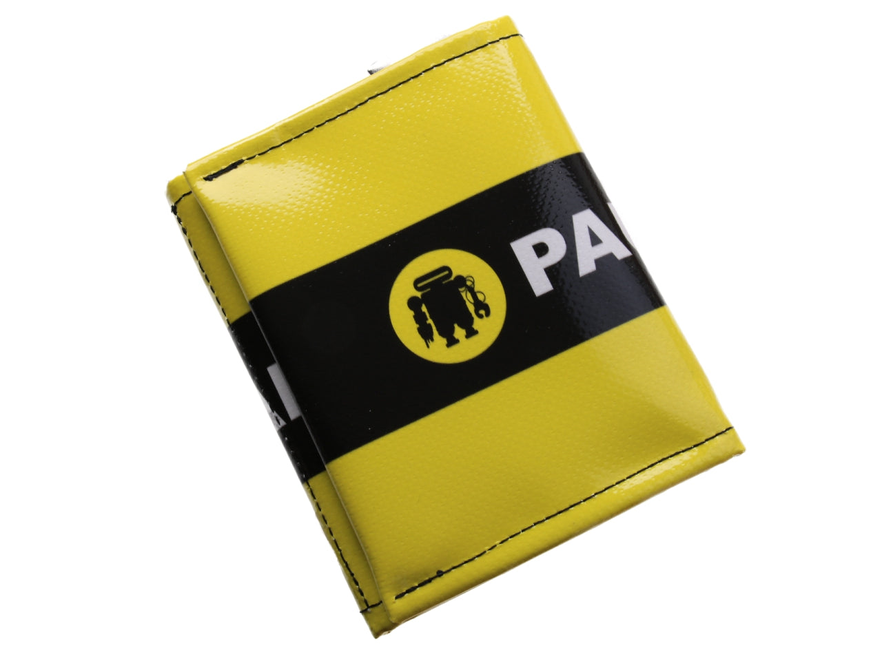 UNISEX WALLET BLACK AND YELLOW COLOURS. MODEL TREK MADE OF LORRY TARPAULIN. - Limited Edition Paul Meccanico