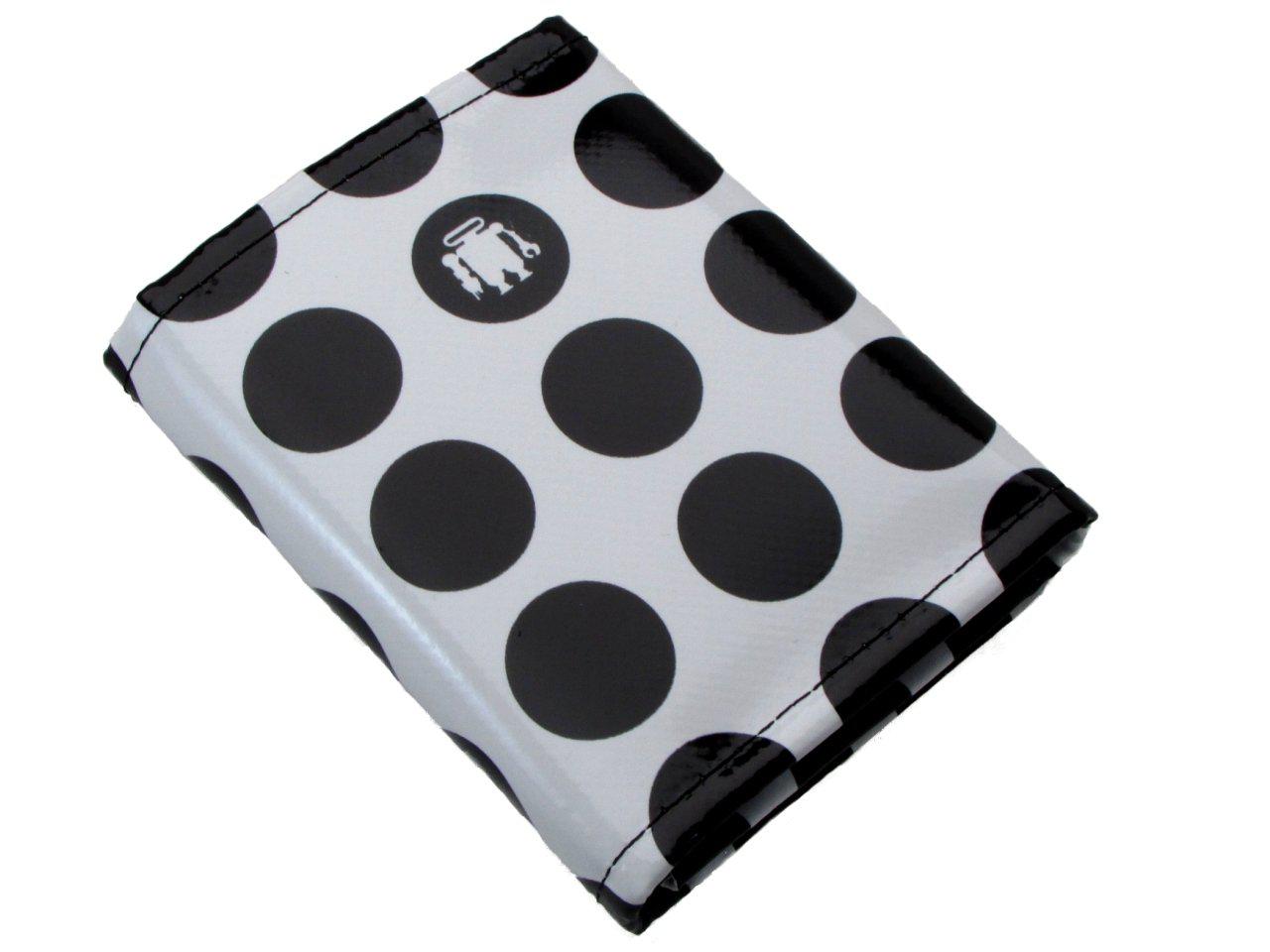 WOMAN WALLET BLACK AND WHITE COLOURS POIS FANTASY. MODEL TREK MADE OF LORRY TARPAULIN. - Paul Meccanico