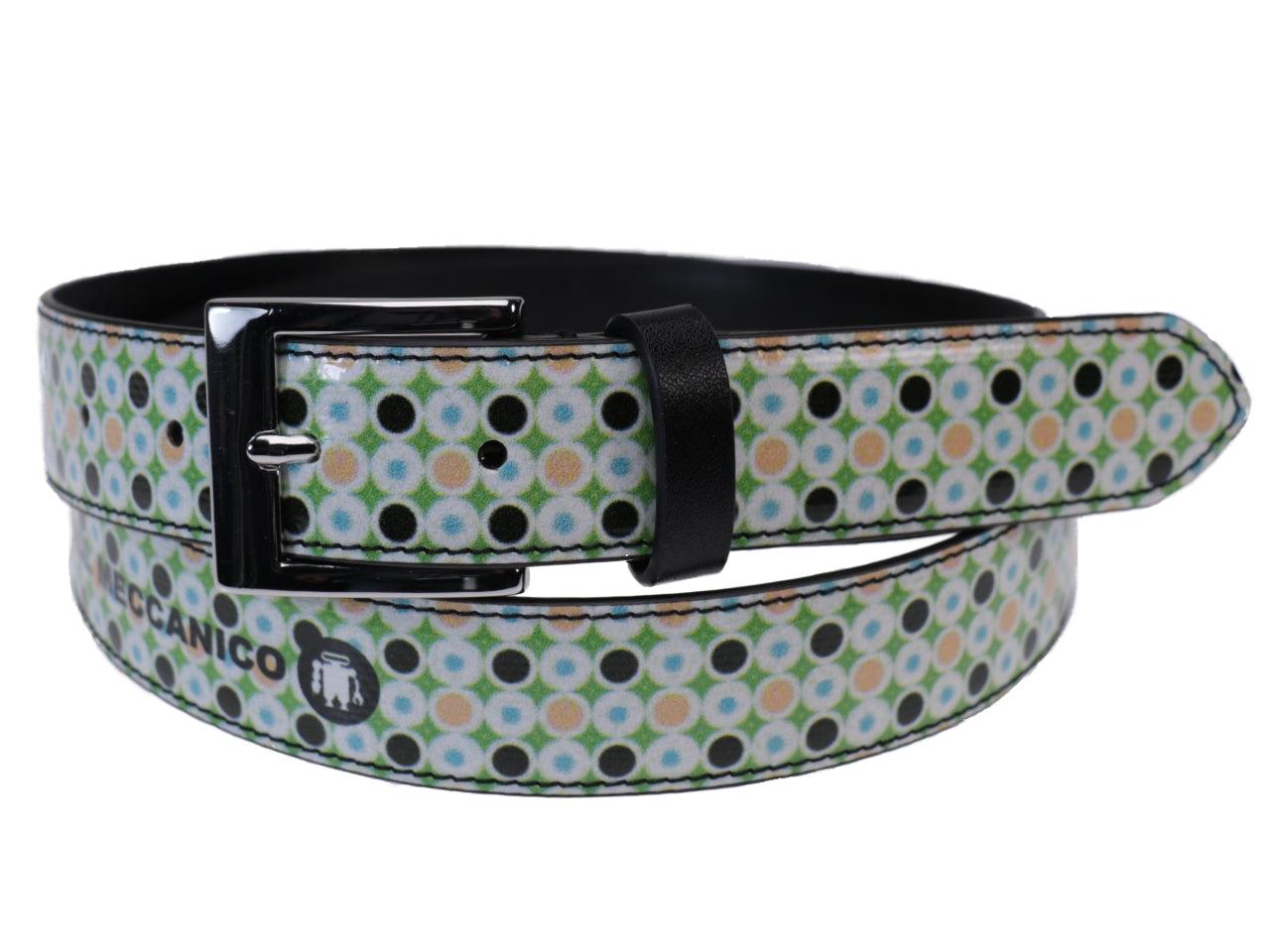 WOMAN'S BELT GREEN WITH DOTS FANTASY MADE OF LORRY TARPAULIN. - Unique Pieces Paul Meccanico