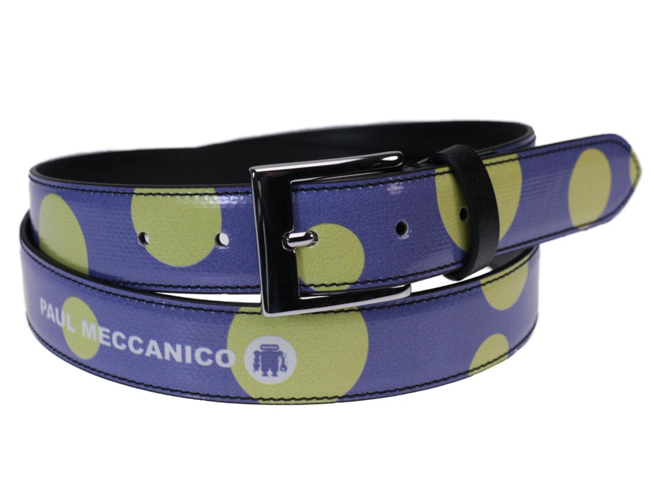 WOMAN'S BELT LILAC WITH YELLOW DOTS MADE OF LORRY TARPAULIN. - Unique Pieces Paul Meccanico