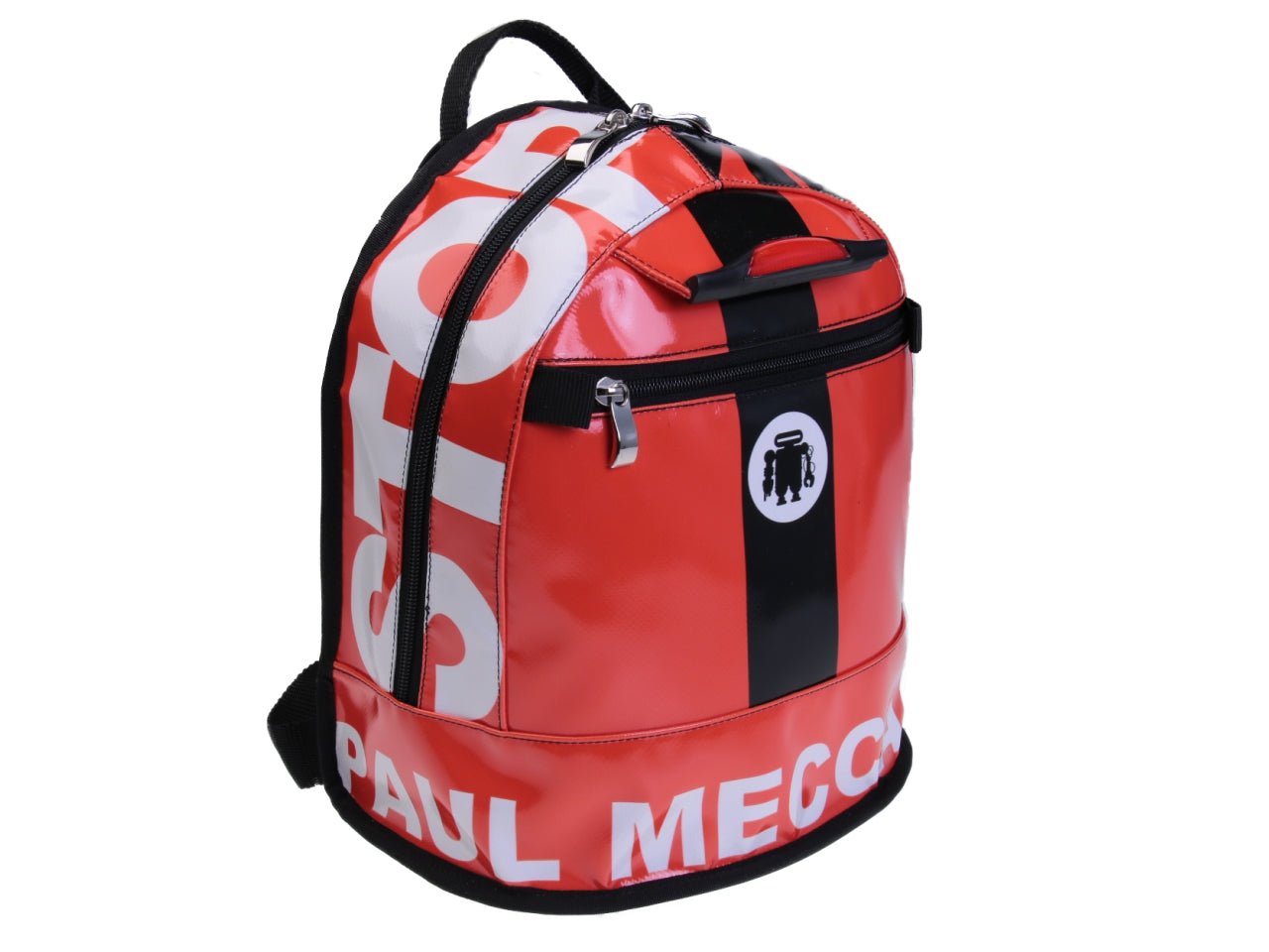 ZAINO ROSSO MODELLO SUPERINO REALIZZATO CON TELONI DI CAMION. - Edizione limitata Paul Meccanico