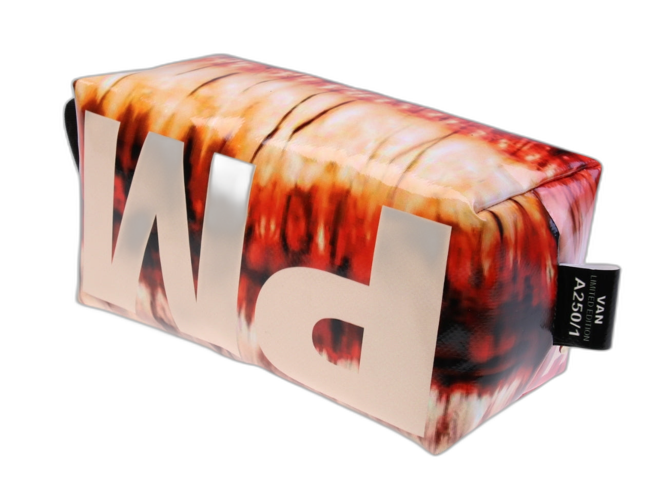...RED AND BEIGE BEAUTY CASE WITH TIE DYE FANTASY.