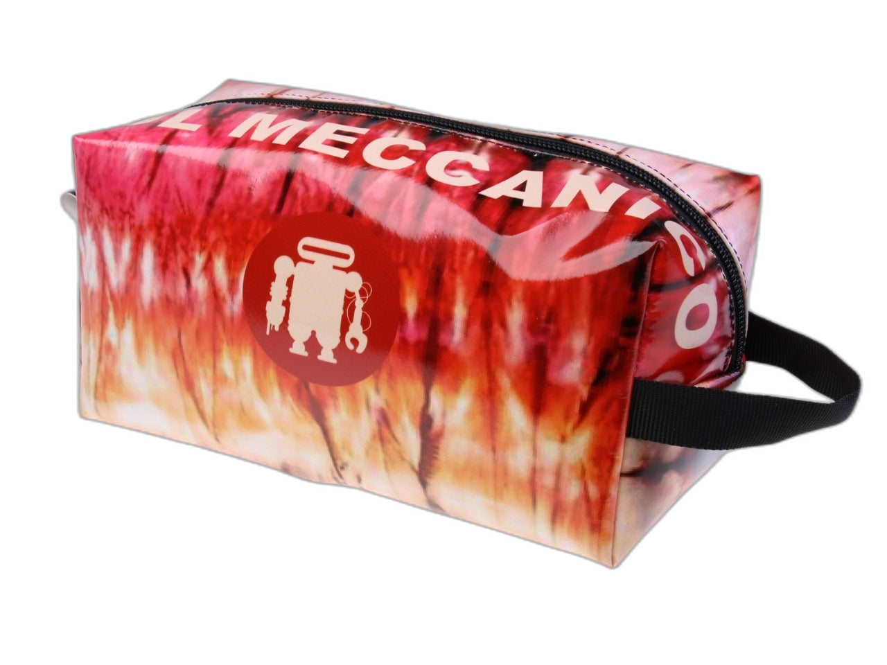 ...RED AND BEIGE BEAUTY CASE WITH TIE DYE FANTASY.