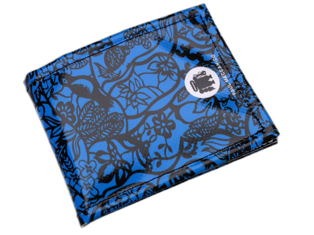 PORTAFOGLIO DA UOMO BLU CON FANTASIA PAISLEY. MODELLO CRIK REALIZZATO CON TELONI DI CAMION.