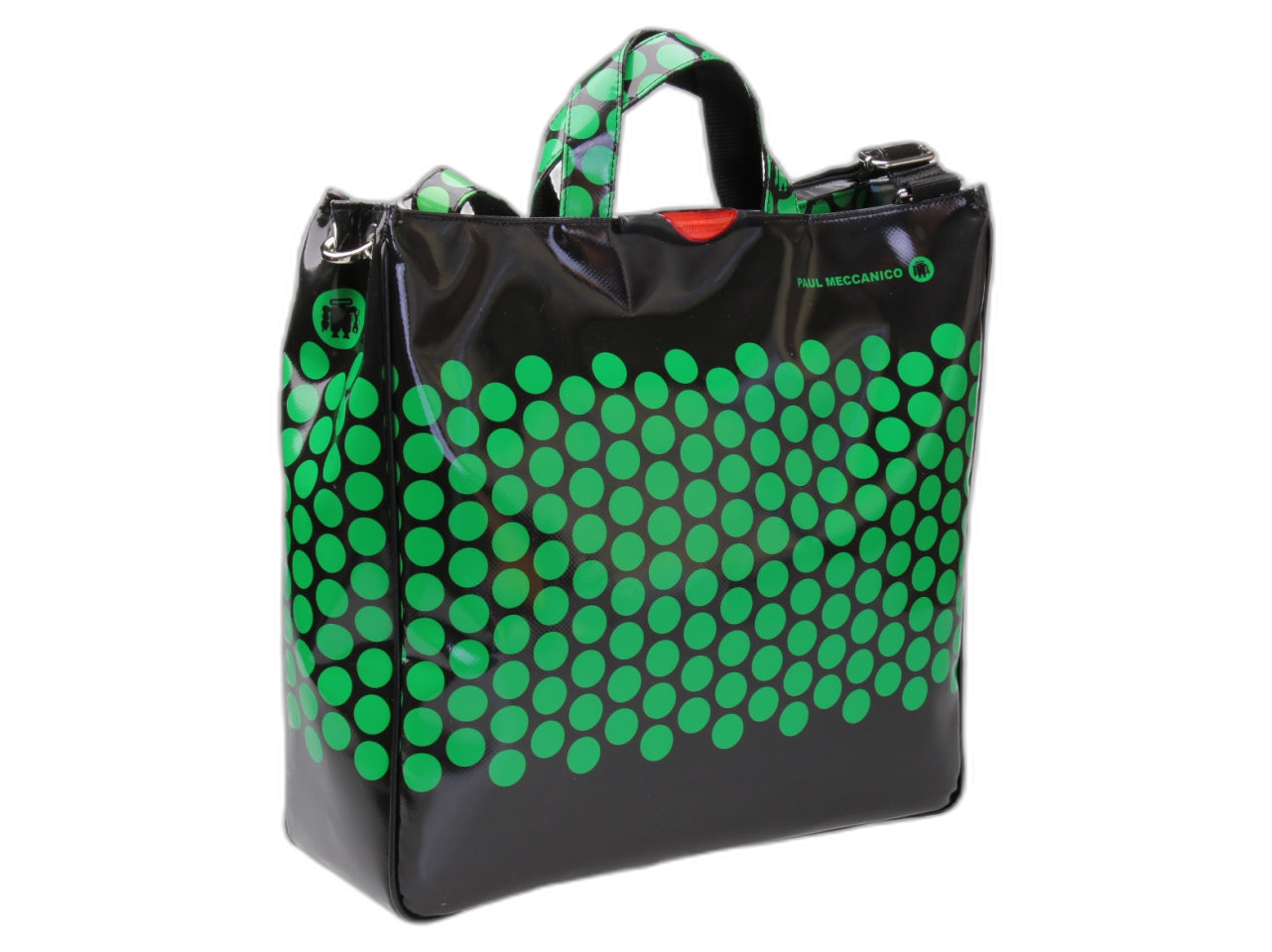 MAXI TOTE BAG NERA CON "STRISCE". MODELLO AIRSTONE IN TELONE CAMION.
