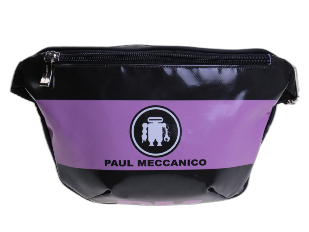 MARSUPIO NERO E LILLA. MODELLO FLEX REALIZZATO CON TELONE DA CAMION. - Edizione limitata Paul Meccanico
