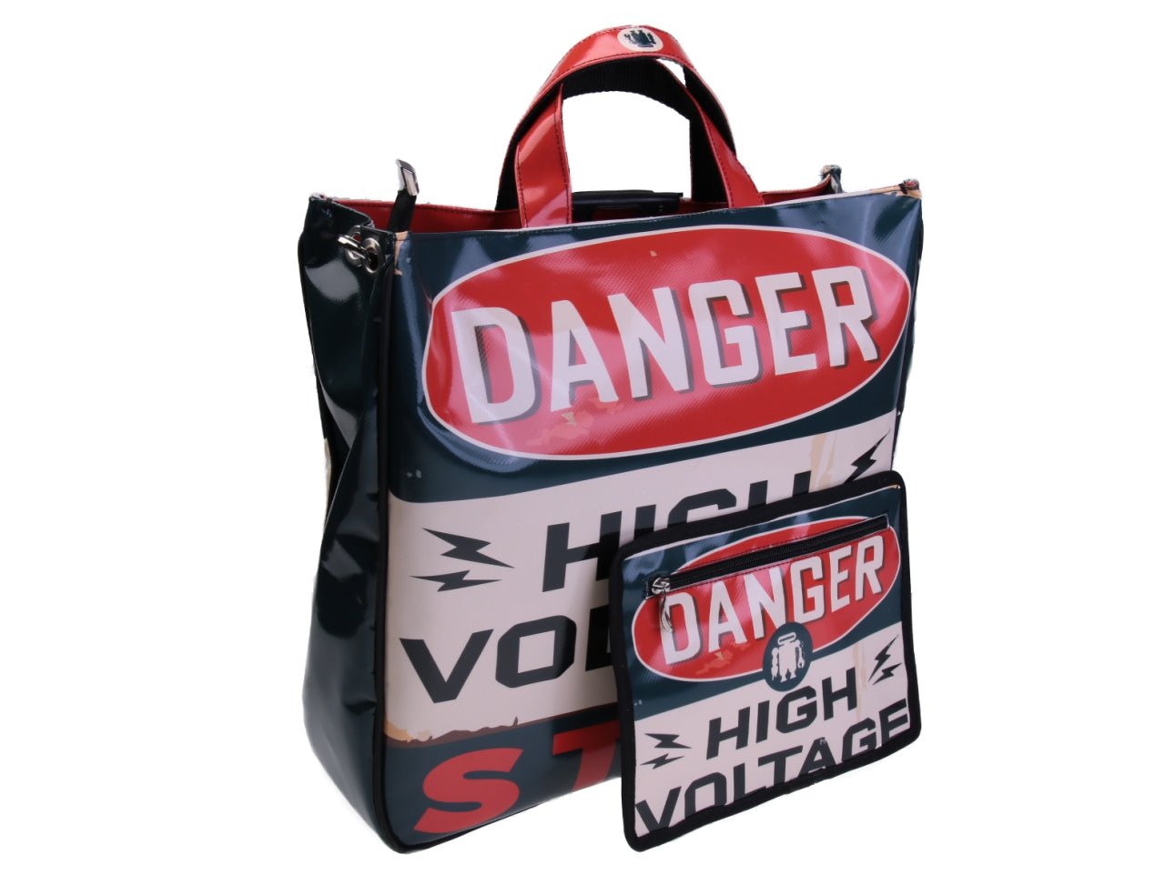MAXI TOTE BAG "ALTA TENSIONE". MODELLO AIRSTONE REALIZZATO CON TELONI DI CAMION.