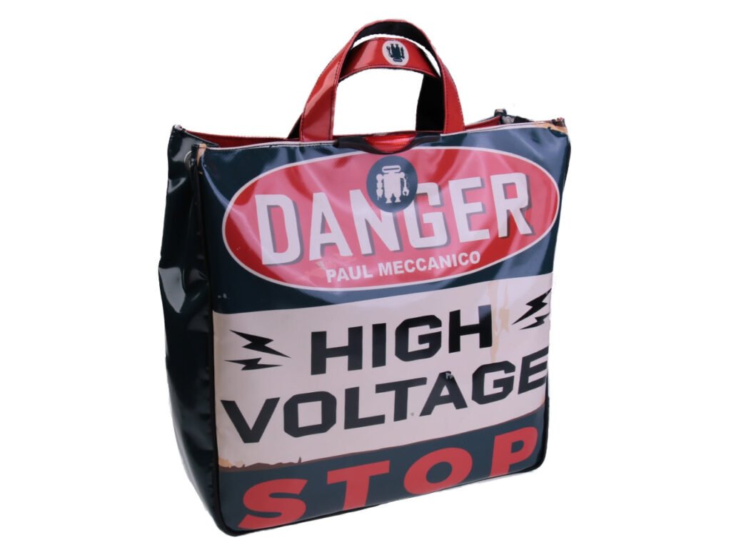 MAXI TOTE BAG "ALTA TENSIONE". MODELLO AIRSTONE REALIZZATO CON TELONI DI CAMION.
