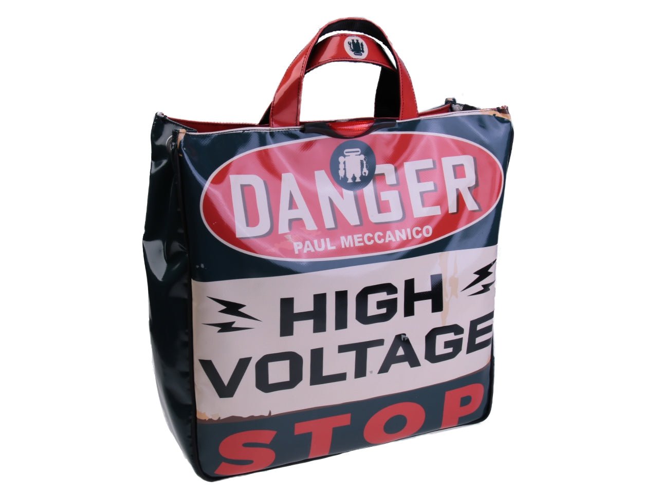 MAXI TOTE BAG "ALTA TENSIONE". MODELLO AIRSTONE REALIZZATO CON TELONI DI CAMION.