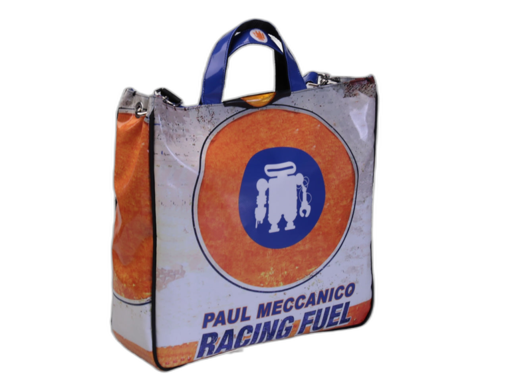 MAXI BORSA "RACING FUEL". MODELLO DI AIRSTONE REALIZZATO CON TELONI DI CAMION.