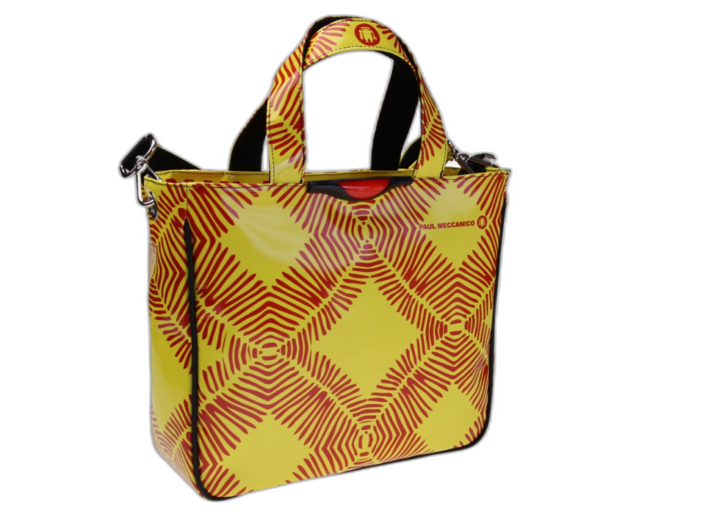 ....BORSA TOTE GIALLA. MODELLO GLAM REALIZZATO CON TELONI DI CAMION.