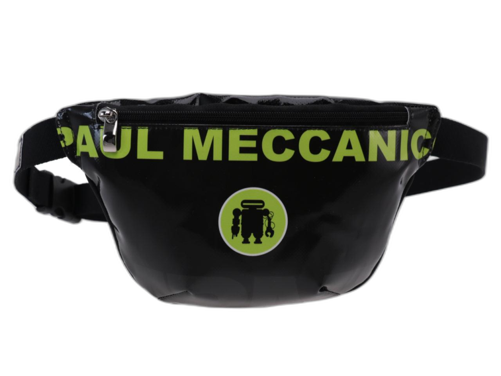 MARSUPIO NERO E VERDE FLUORESCENTE. MODELLO FLEX REALIZZATO CON TELONE DA CAMION. - Edizione limitata Paul Meccanico