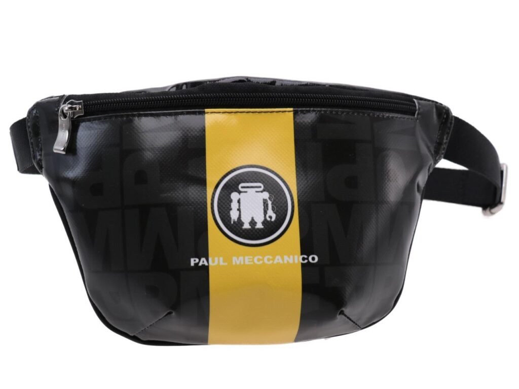 MARSUPIO NERO, GIALLO E VERDE SCURO. MODELLO FLEX REALIZZATO CON TELONE DA CAMION. - Edizione limitata Paul Meccanico