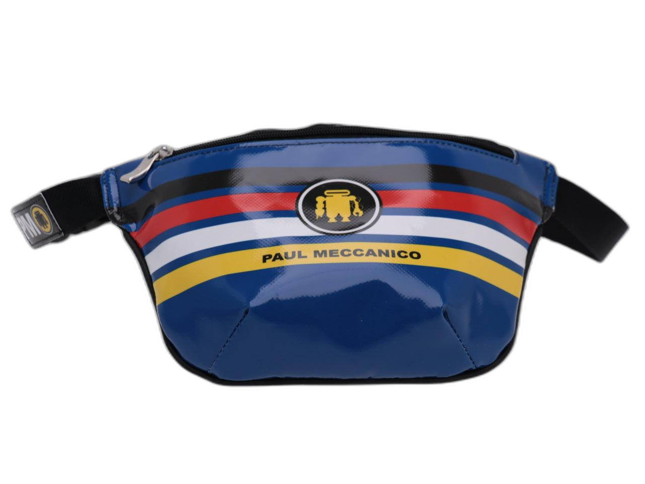 BORSA A TRACOLLA BLU, NERA, ROSSA, BIANCA E GIALLA. MODELLO FLEX REALIZZATO CON TELONE DA CAMION. - Edizione limitata Paul Meccanico