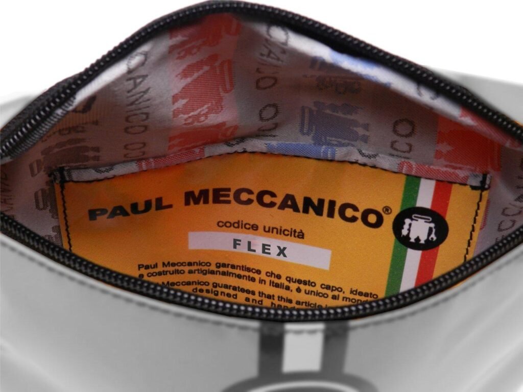 BORSA A TRACOLLA BLU, NERA, ROSSA, BIANCA E GIALLA. MODELLO FLEX REALIZZATO CON TELONE DA CAMION. - Edizione limitata Paul Meccanico