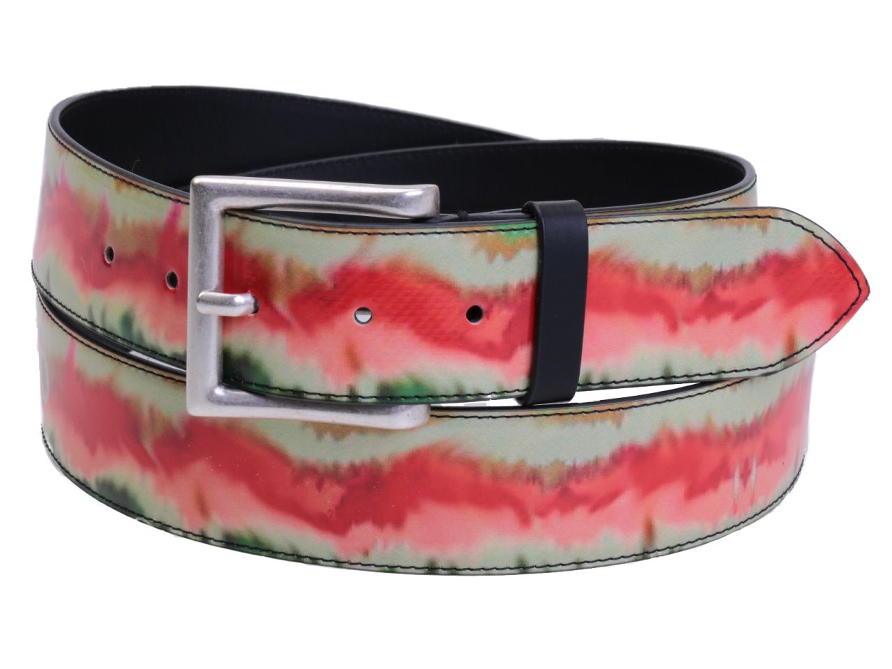 CINTURA DA UOMO BEIGE E SALMONE CON FANTASIA MIMETICA REALIZZATA CON TELONI DI CAMION. - Pezzi unici Paul Meccanico