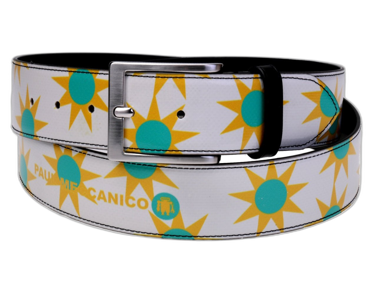 CINTURA BIANCA DA UOMO "SUN" REALIZZATA CON TELONI DI CAMION.