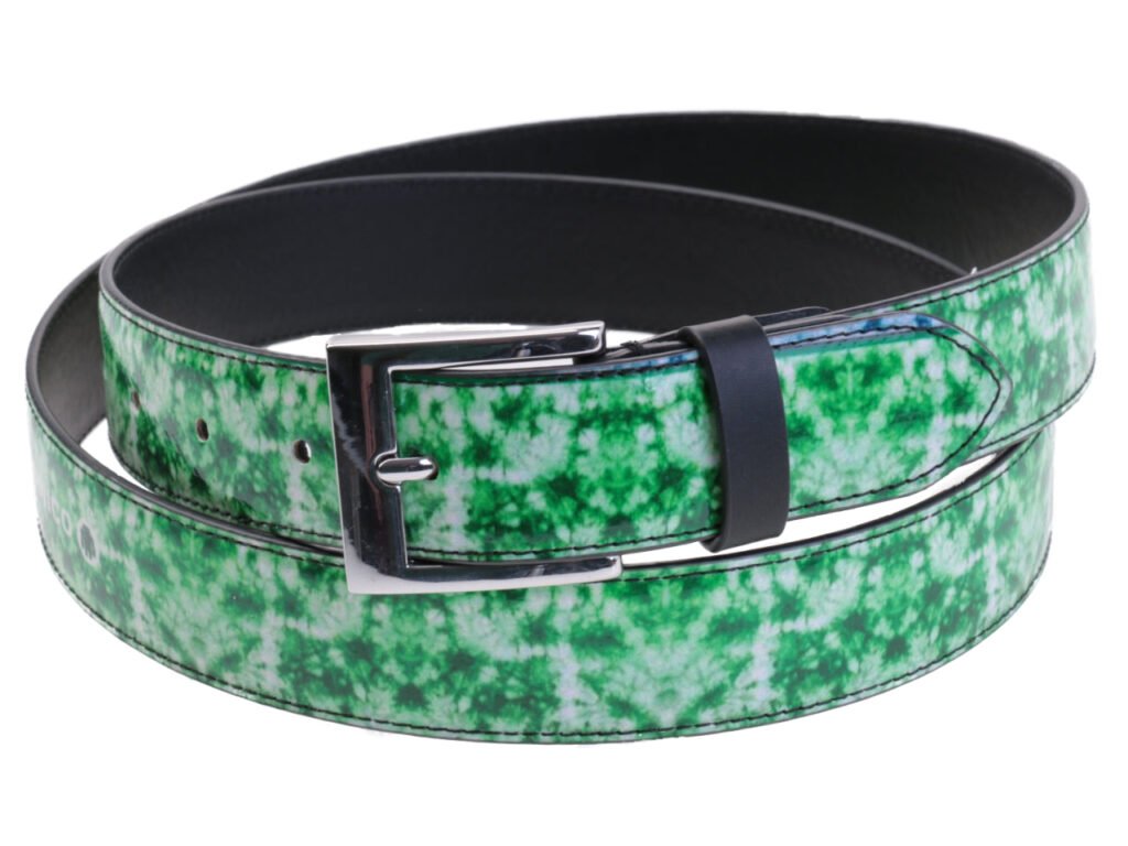 CINTURA DA DONNA VERDE FANTASIA TIE DYE REALIZZATA CON TELONI DI CAMION.