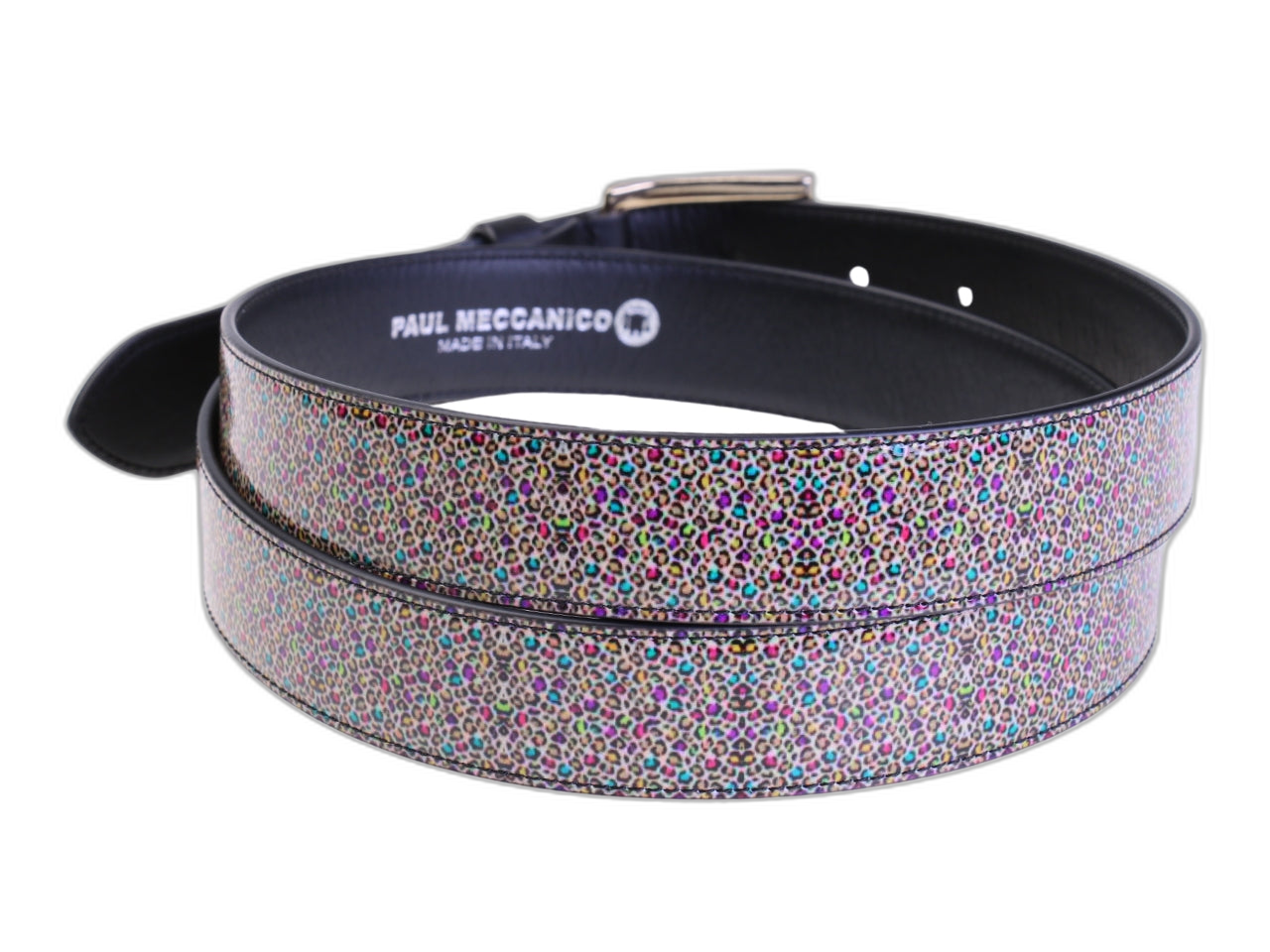 .CINTURA DA DONNA MULTICOLORE CON FANTASIA ANIMALIER REALIZZATA IN TELONE DA CAMION.