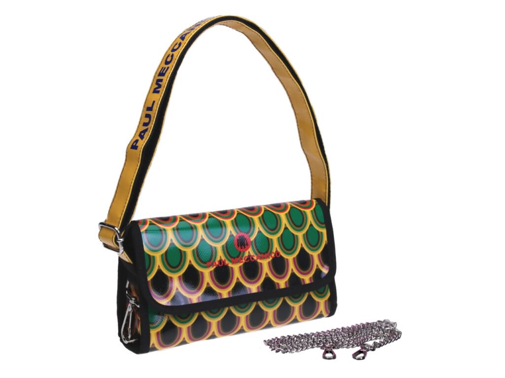 POCHETTE IN MAIOLICA FANTASIA. MODELLO DI CARAMELLA REALIZZATO CON TELONI DI CAMION. - Edizione limitata Paul Meccanico