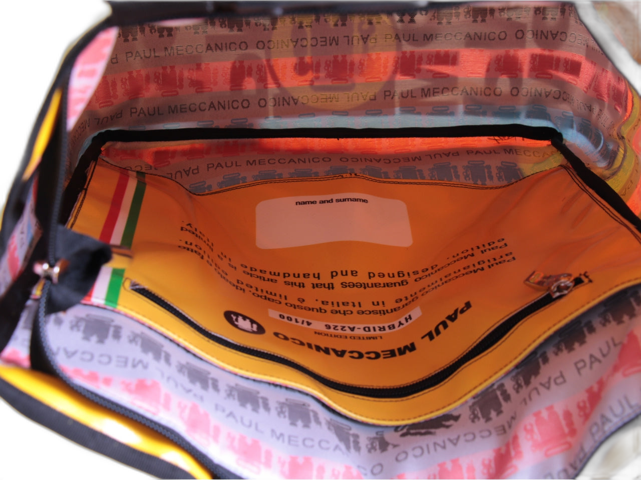 2 IN 1 BRIEFCASE AND BACKPACK POP FANTASY. MODEL HYBRID MADE OF LORRY TARPAULIN.