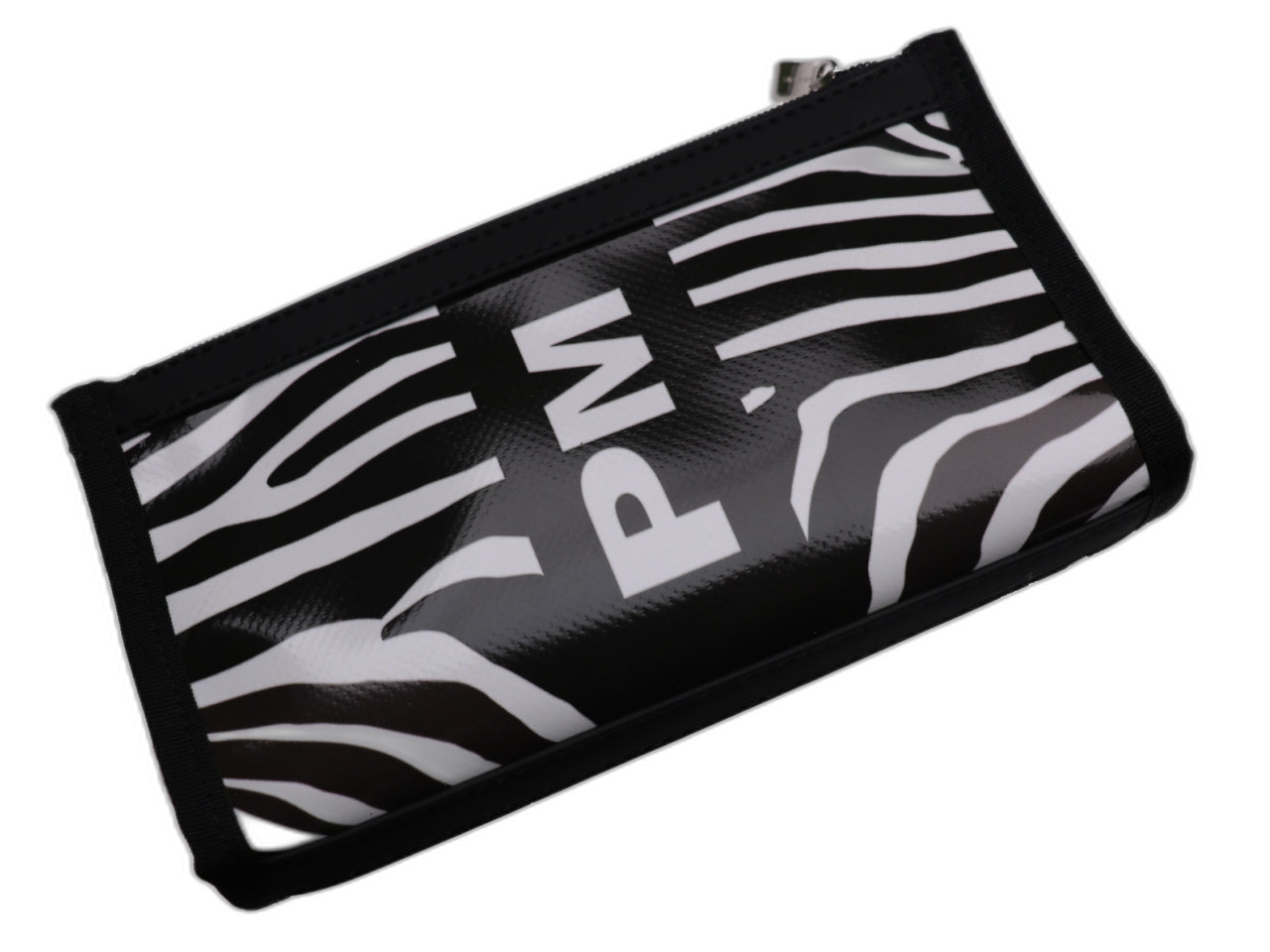 PORTAFOGLIO GRANDE DA DONNA CON MOTIVO ZEBRATO IN BIANCO E NERO. FOSSA MODELLO REALIZZATA CON IL TELONE DI UN CAMION. - Edizione limitata Paul Meccanico