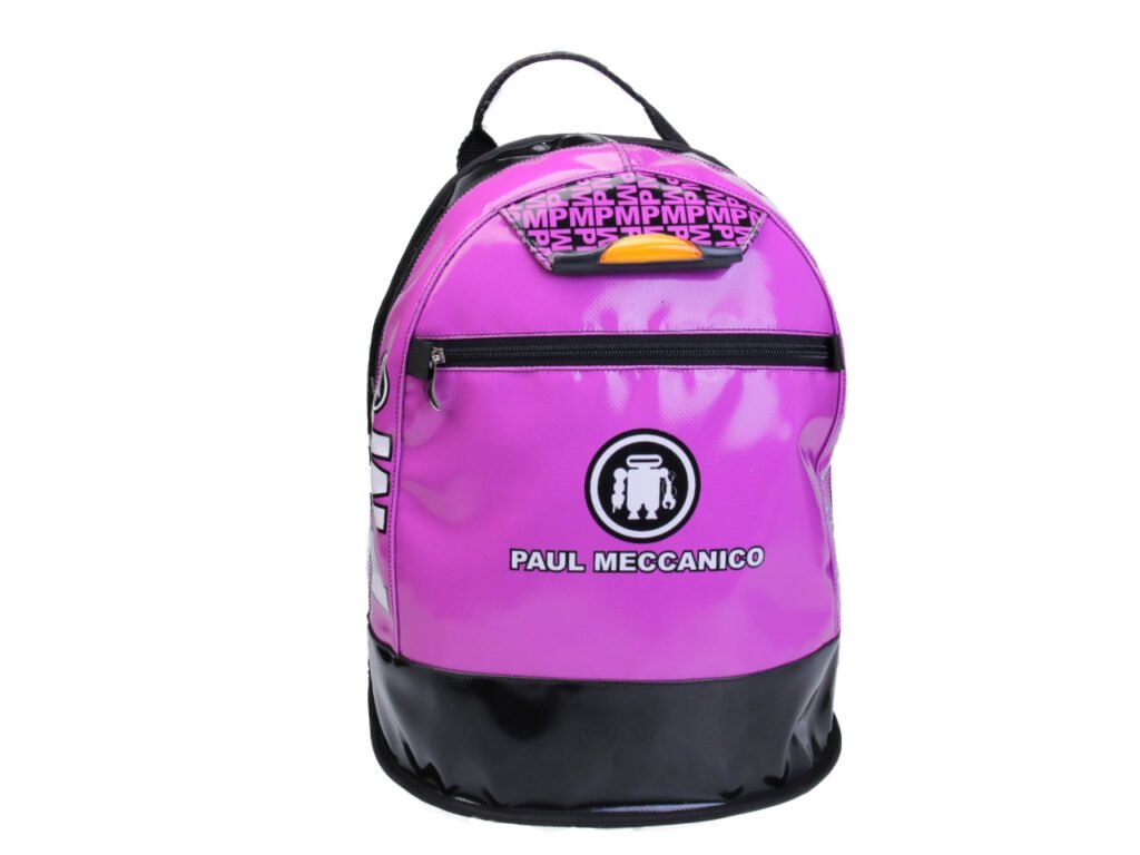 ZAINO FUCSIA E NERO PAUL MECCANICO. MODELLO SUPER REALIZZATO CON TELONI DI CAMION. - Edizione limitata Paul Meccanico