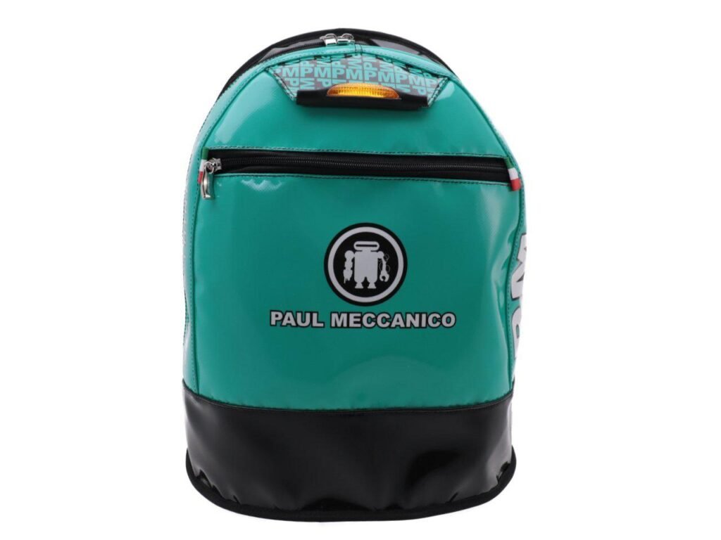 ZAINO VERDE MARE E NERO PAUL MECCANICO. MODELLO SUPER REALIZZATO CON TELONI DI CAMION. - Edizione limitata Paul Meccanico