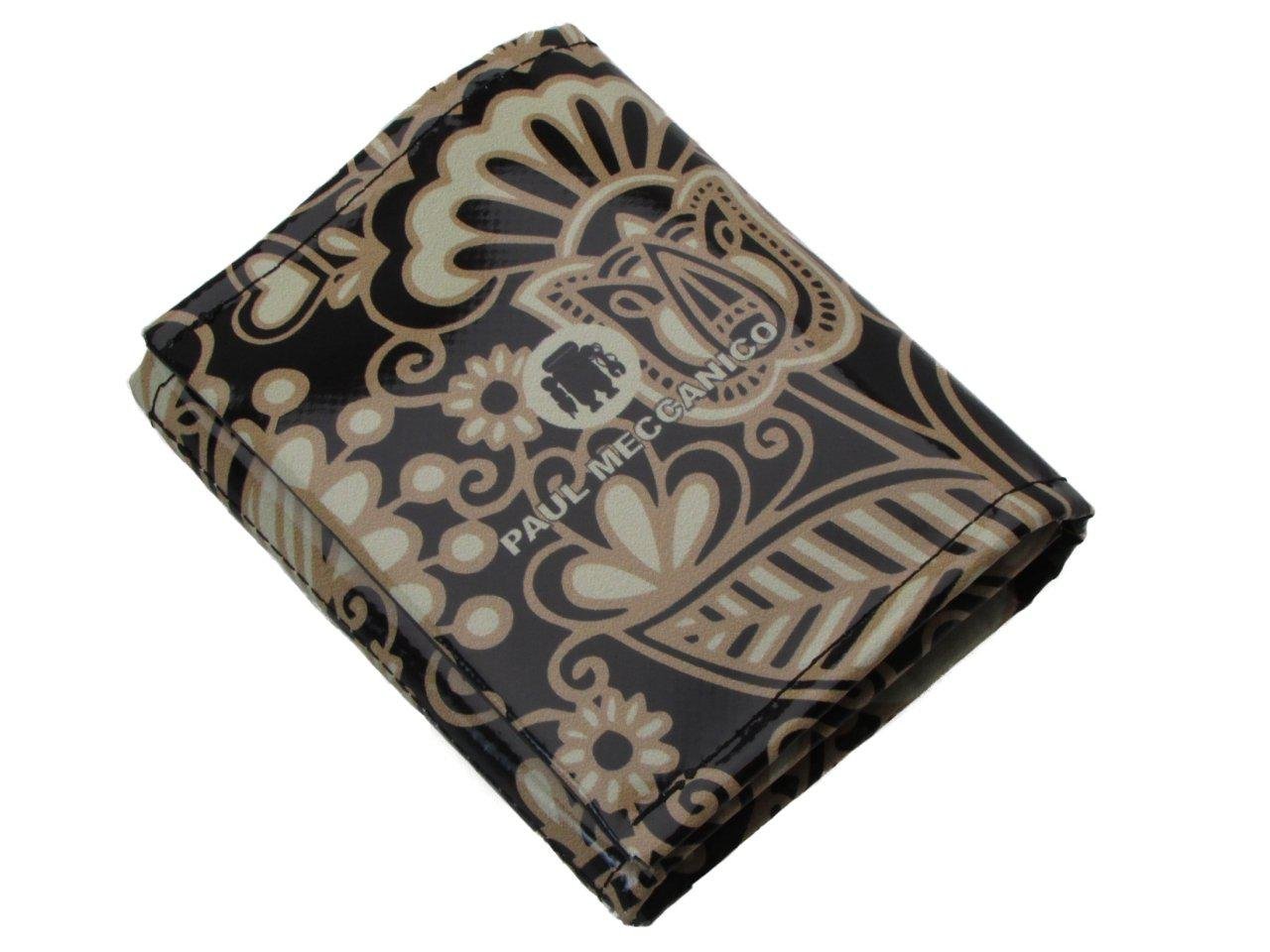 PORTAFOGLIO DONNA NERO E BEIGE COLORI FANTASIA MAIOLICA. MODELLO TREK REALIZZATO CON TELONI DI CAMION. - Paul Meccanico