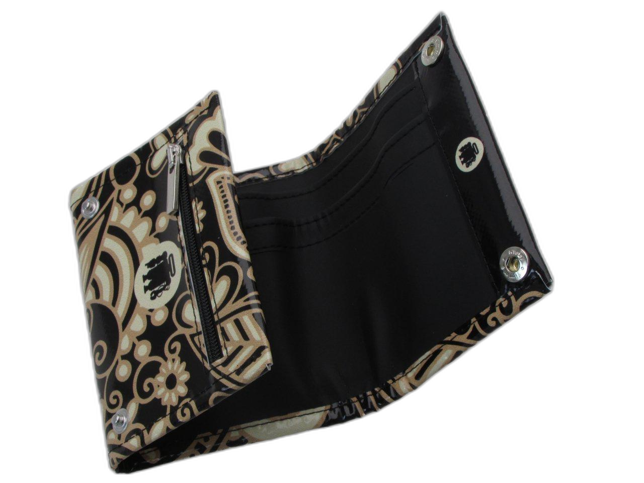 WOMAN WALLET BLACK AND BEIGE COLOURS MAJOLICA FANTASY. MODEL TREK MADE OF LORRY TARPAULIN. - Paul Meccanico