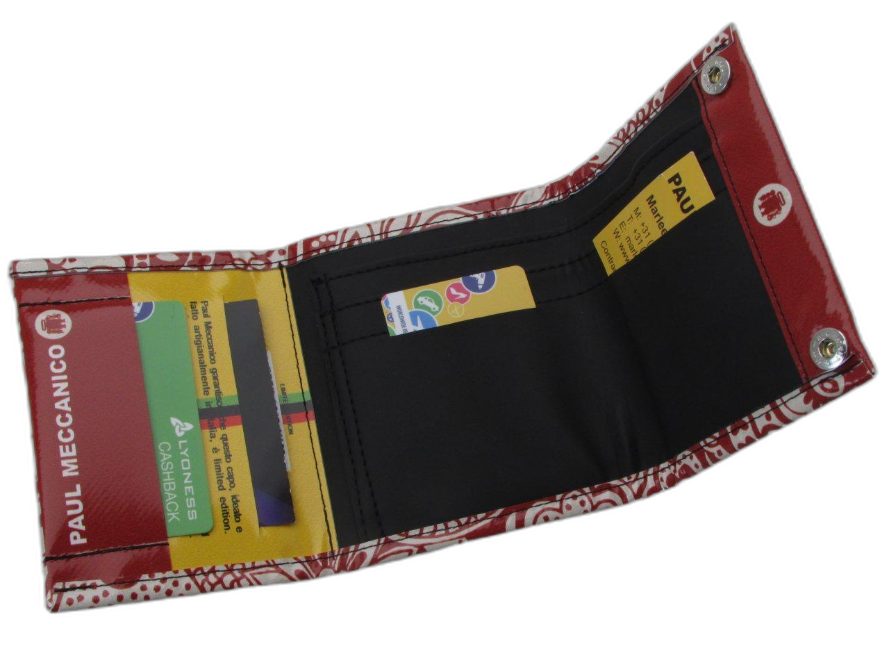 WOMAN WALLET DARK RED AND BEIGE COLOURS MAJOLICA FANTASY. MODEL TREK MADE OF LORRY TARPAULIN. - Limited Edition Paul Meccanico