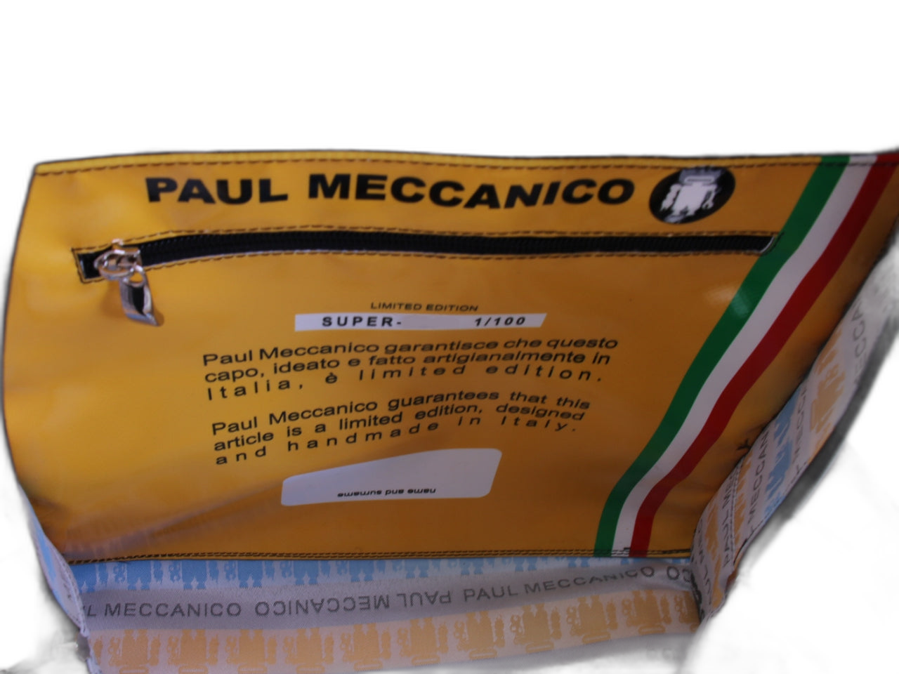 ZAINO LILLA E NERO PAUL MECCANICO. MODELLO SUPER REALIZZATO CON TELONI DI CAMION.